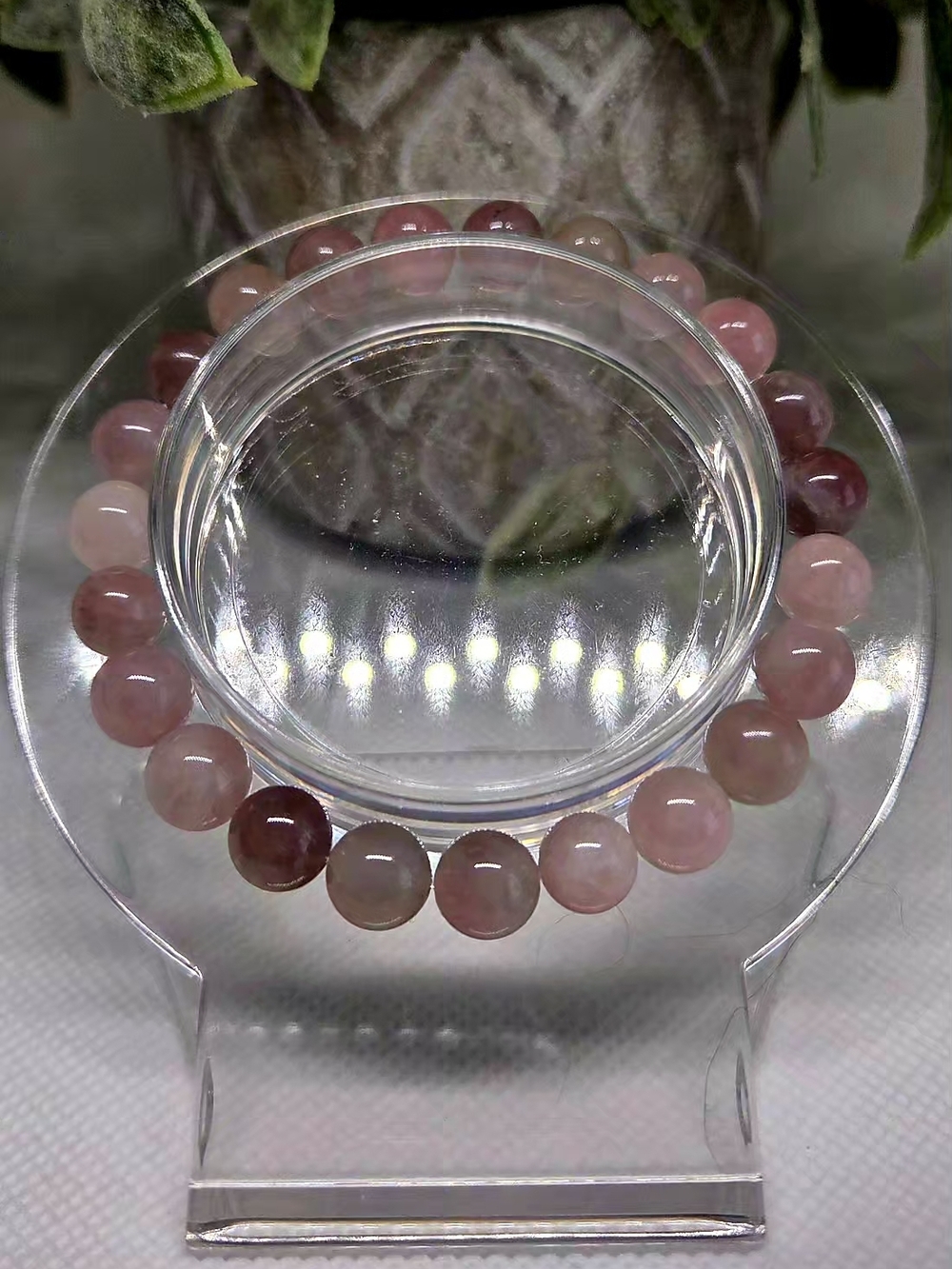 Lavender Rose Quartz Beaded Stretch Bracelet - 3mm